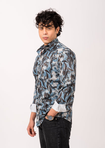 Men’s Midnight Fern Blue Printed Shirt