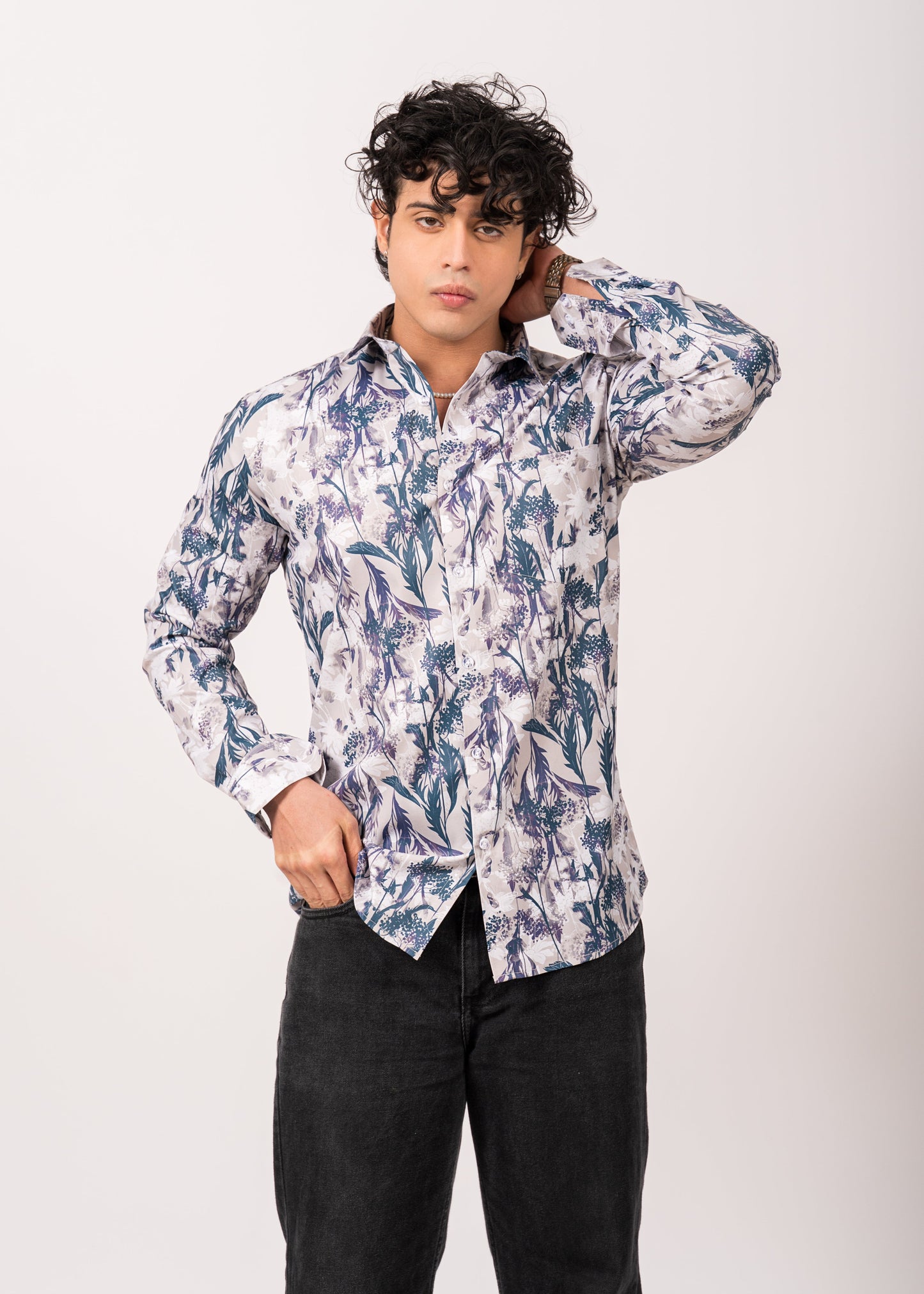Men’s Ivory Garden Printed Shirt