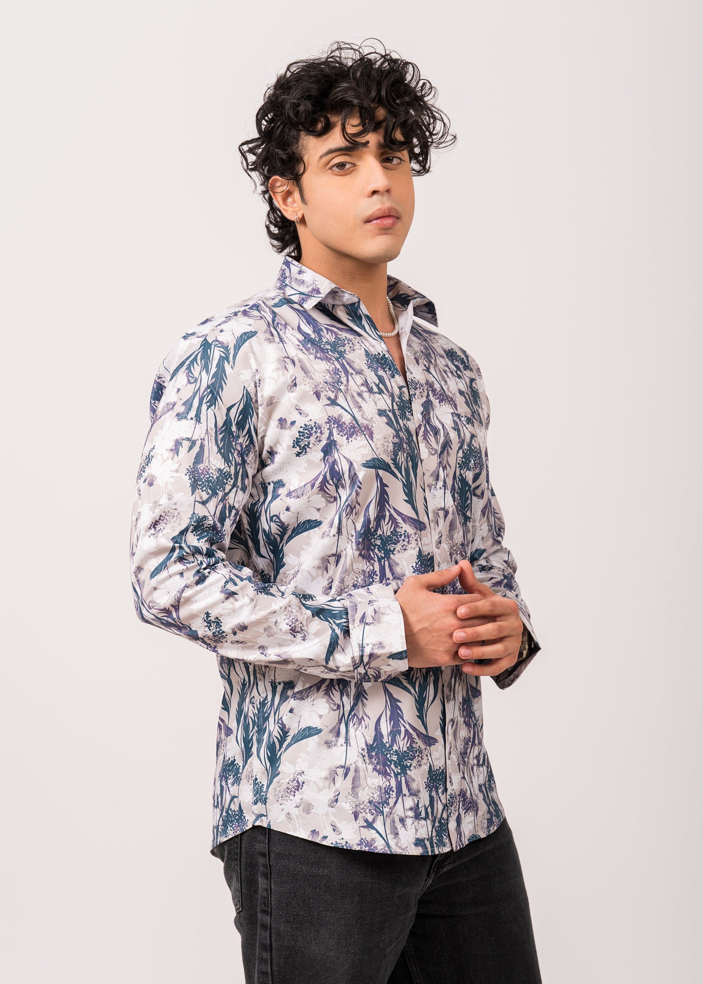 Men’s Ivory Garden Printed Shirt