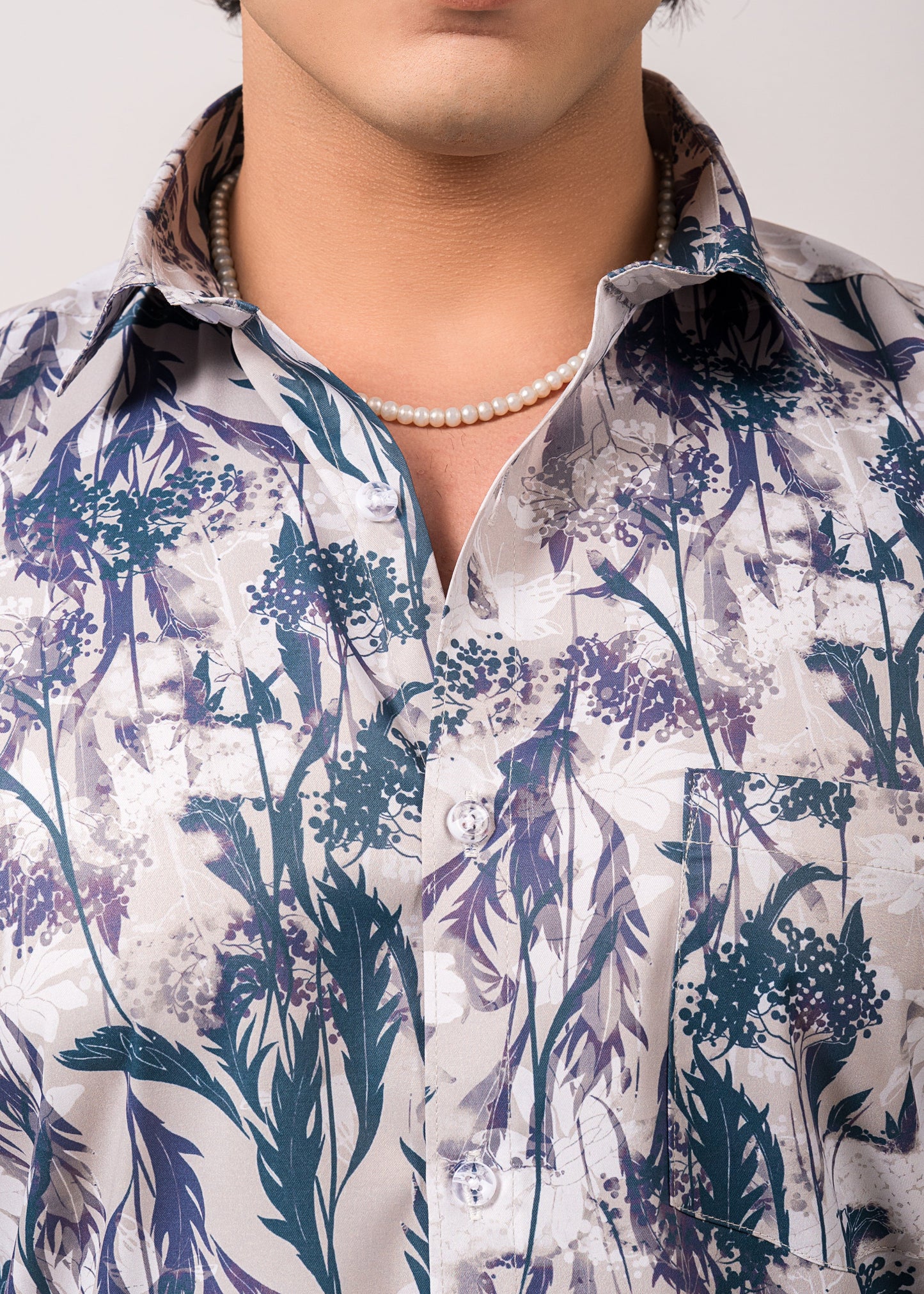 Men’s Ivory Garden Printed Shirt