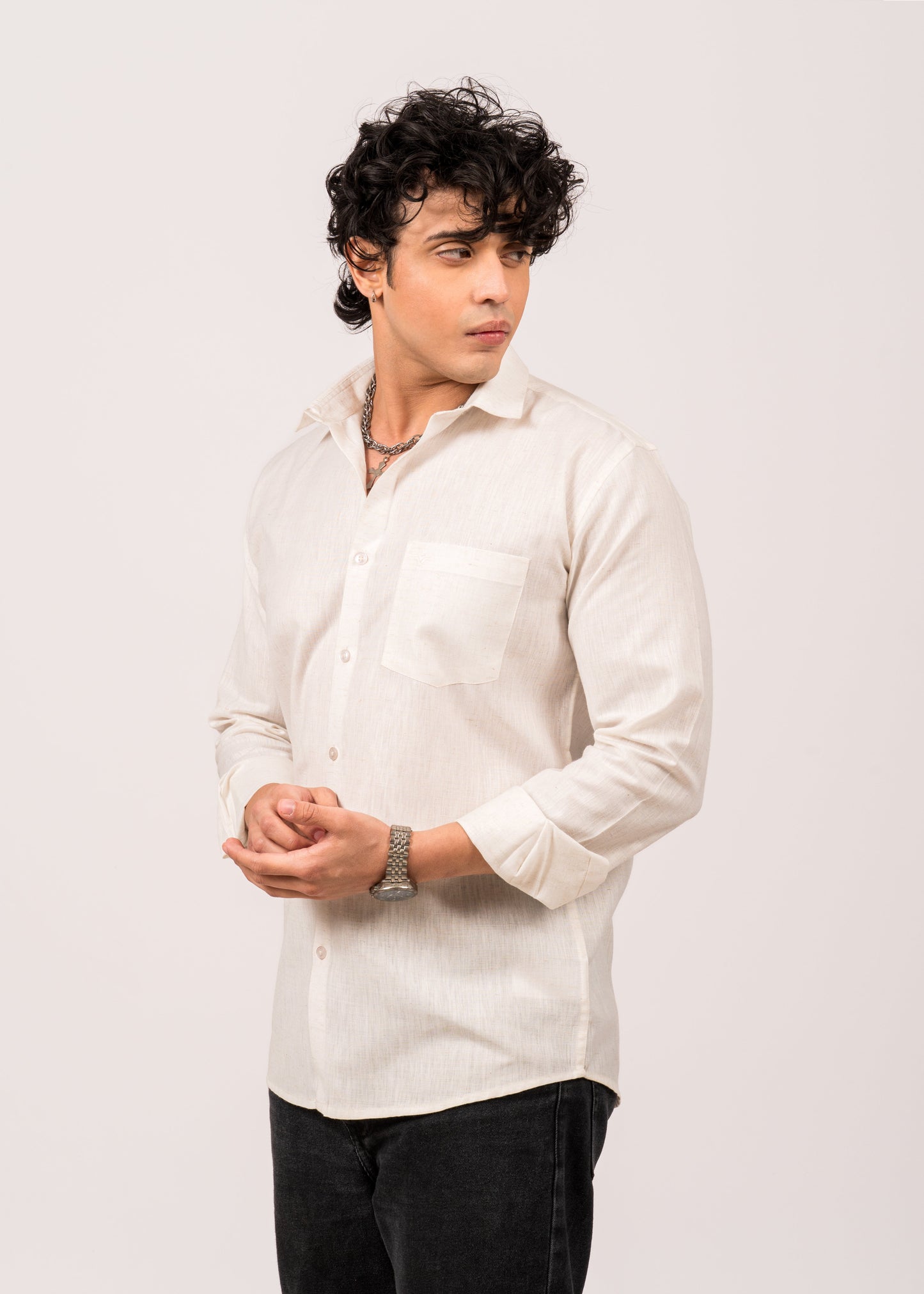 Minimal Ivory Casual Shirt