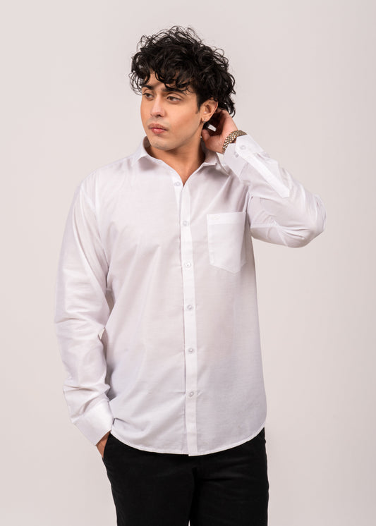 Silken White Casual Shirt