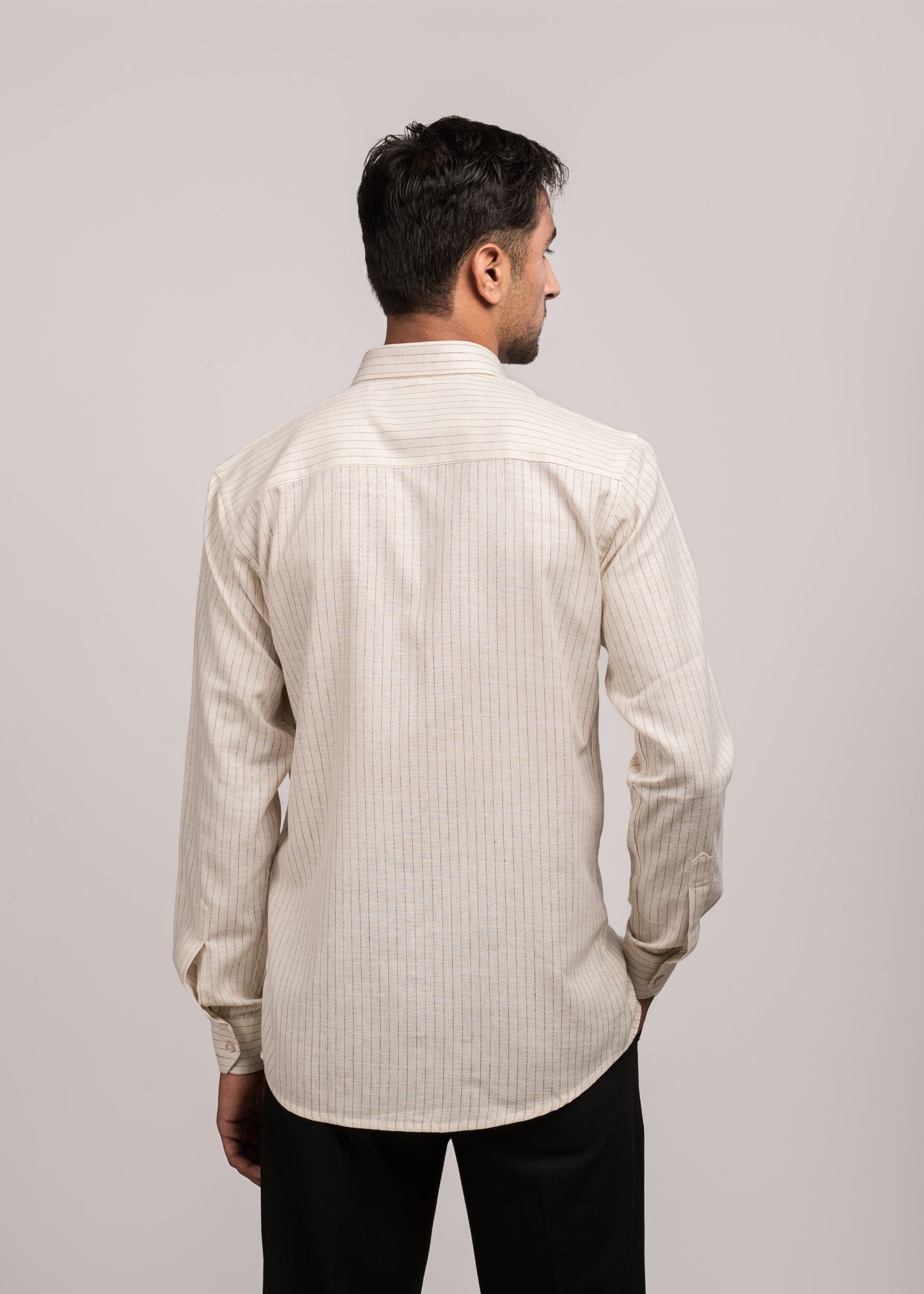 VerveLine Men’s Dual-Tone Cream Striped Shirt