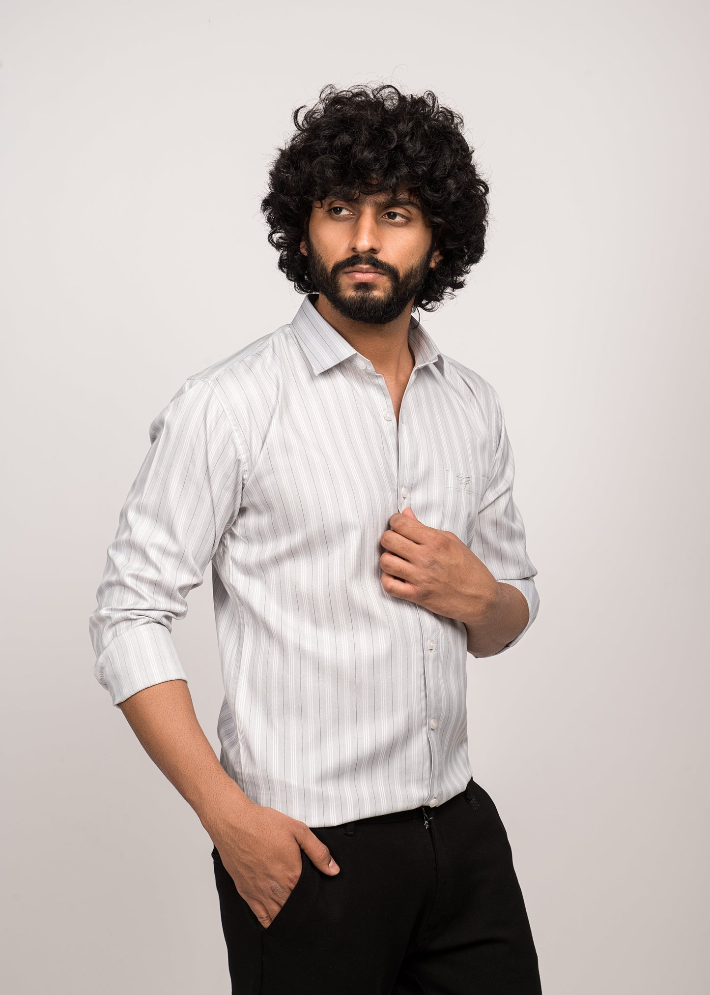 UrbanEdge Men’s Premium Pinstripe Grey Shirt