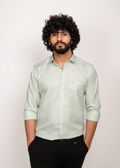 UrbanEdge Men’s Premium Pinstripe Light Green Shirt