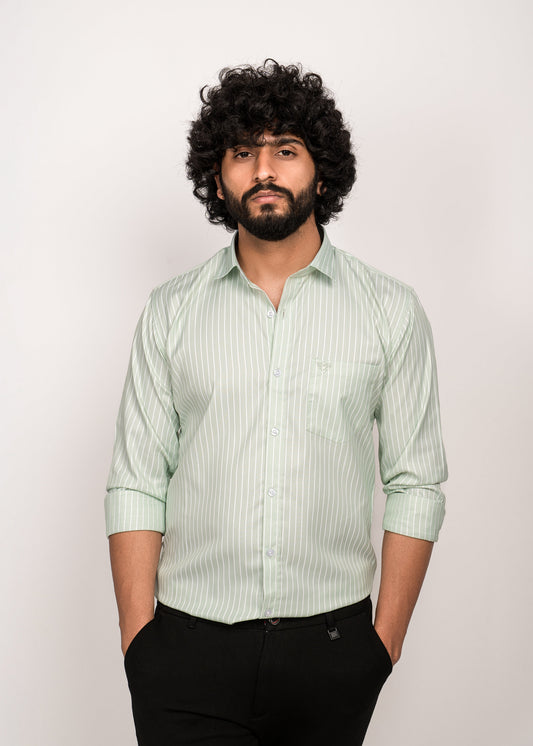 UrbanEdge Men’s Premium Pinstripe Light Green Shirt