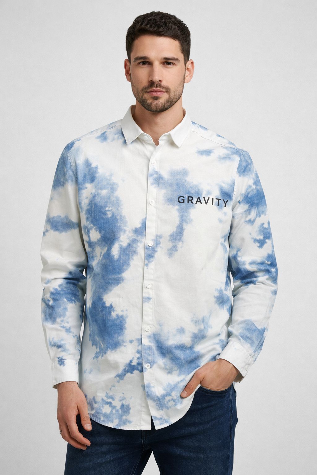 Premium  White & Light blue shirt