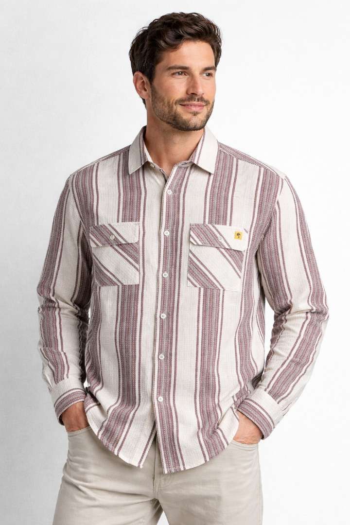Premium Beige & Brown Stripes shirt