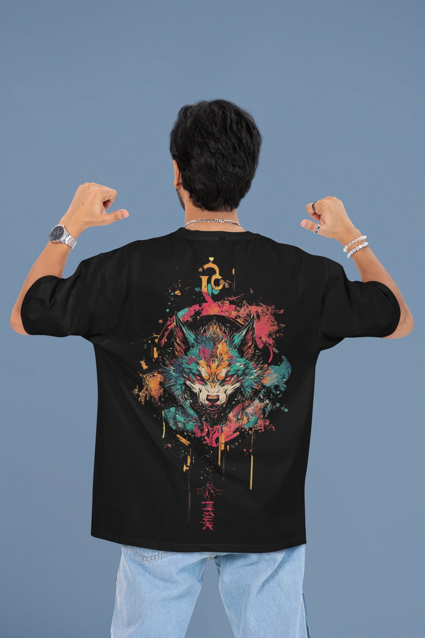 Oversized “Untamed Wolf” Graphic Tee – Streetwear Edition
